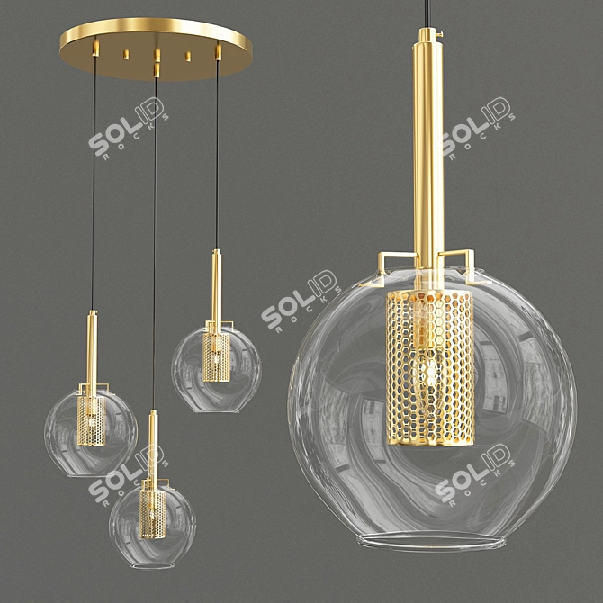 Gold Sphere Pendant Lamp 3D model image 3