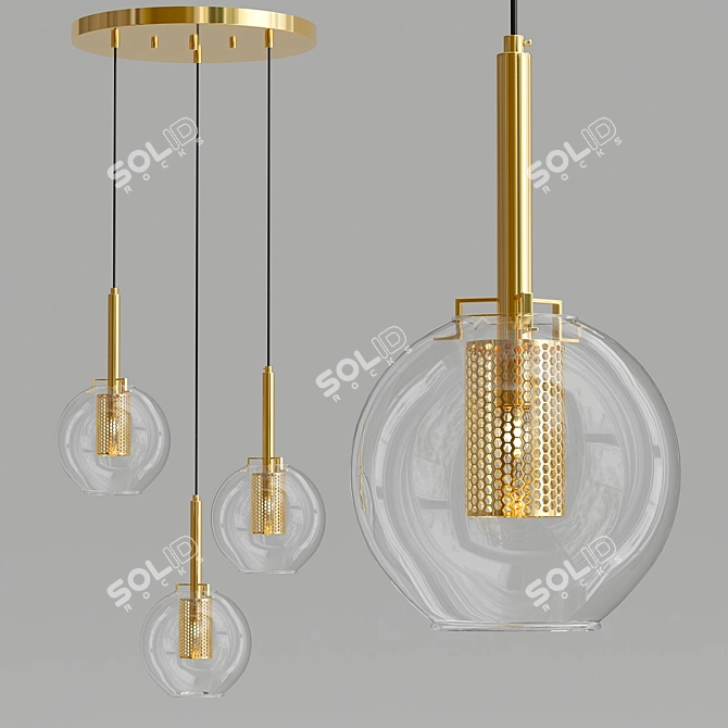 Gold Sphere Pendant Lamp 3D model image 4