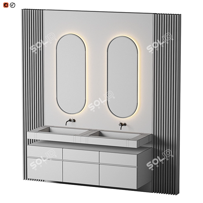 Gray Terrazzo Tiles: Modern Bathroom Flooring 3D model image 2