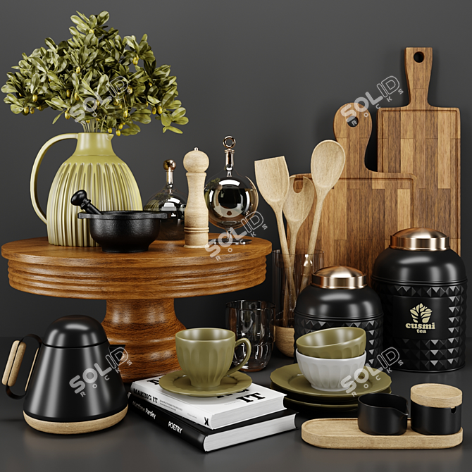 Sleek Kitchen Essentials Set 3D model image 1