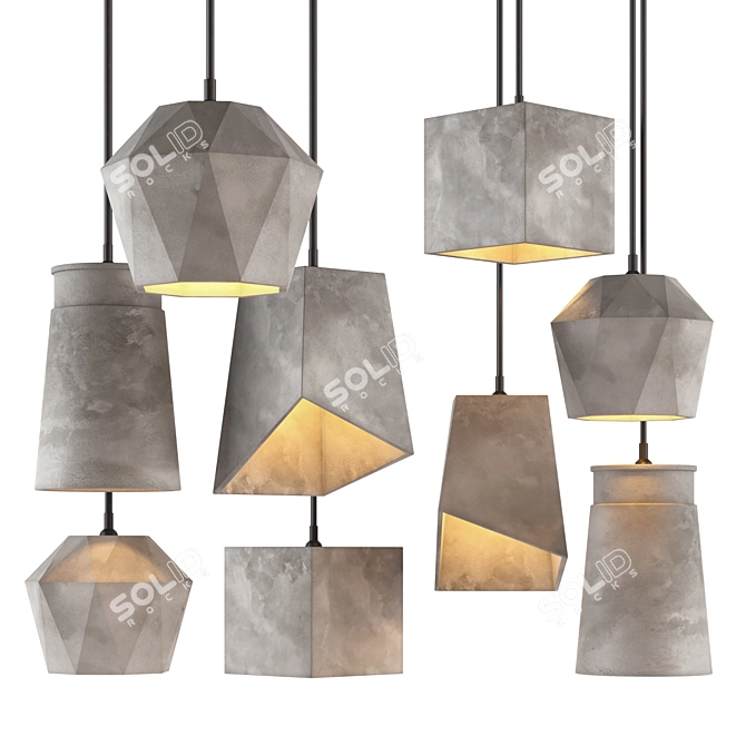 Georgia Concrete Pendant Lights 3D model image 1