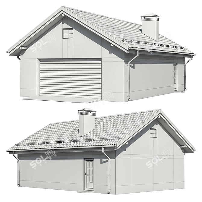 Modern Minimalist Double Car Garage 3D model image 6