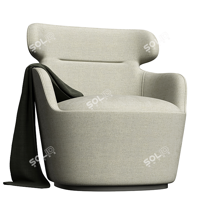 Elegant Taupe Barrel Armchair 3D model image 1