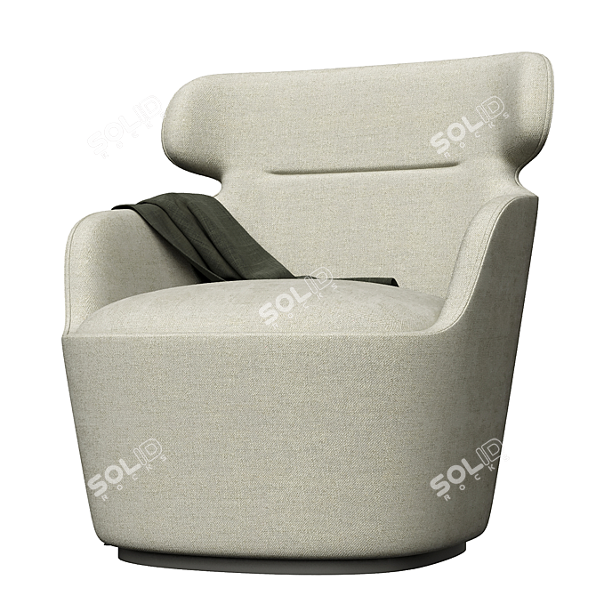 Elegant Taupe Barrel Armchair 3D model image 2