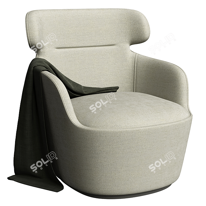 Elegant Taupe Barrel Armchair 3D model image 3