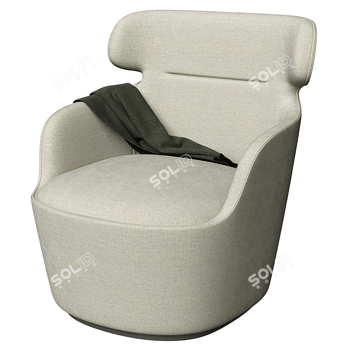 Elegant Taupe Barrel Armchair 3D model image 4