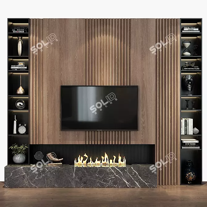 Elevate Your Entertainment: TV Wall Set 3D model image 1