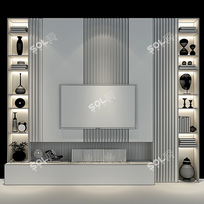 Elevate Your Entertainment: TV Wall Set 3D model image 2