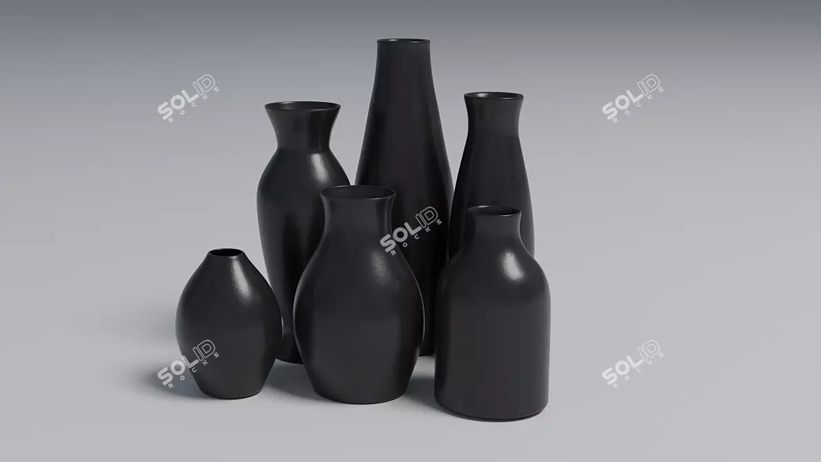 Sleek Ceramic Vases: Low-poly 3D 3D model image 1