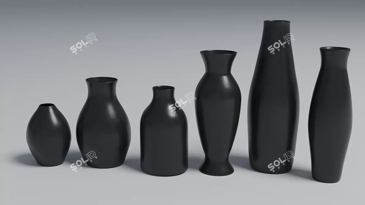 Sleek Ceramic Vases: Low-poly 3D 3D model image 2