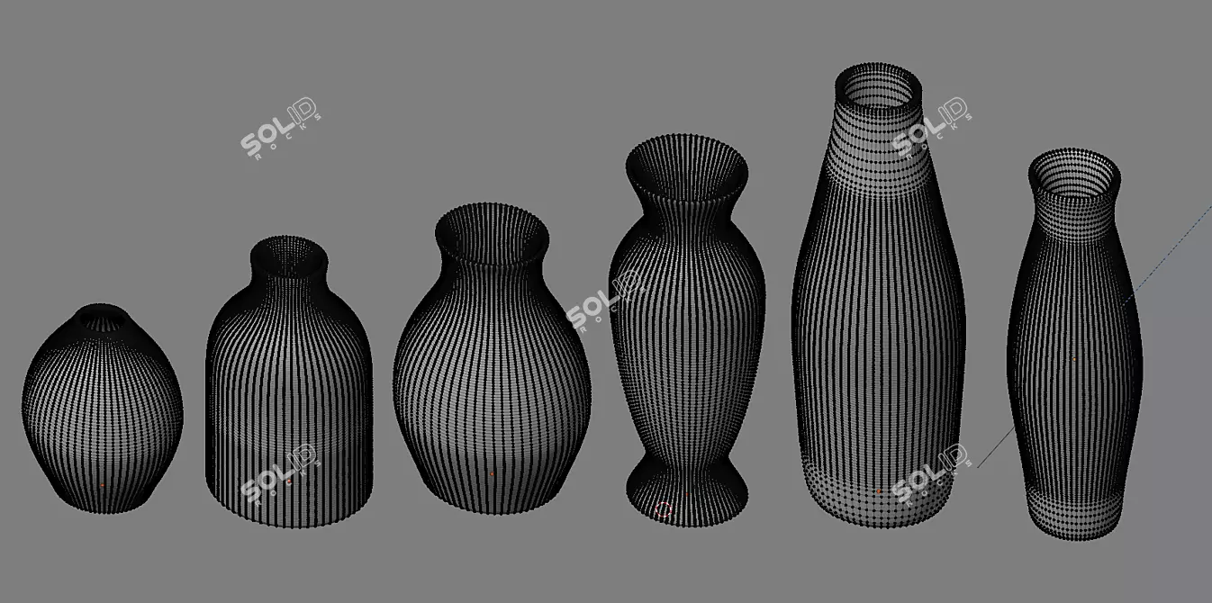 Sleek Ceramic Vases: Low-poly 3D 3D model image 5