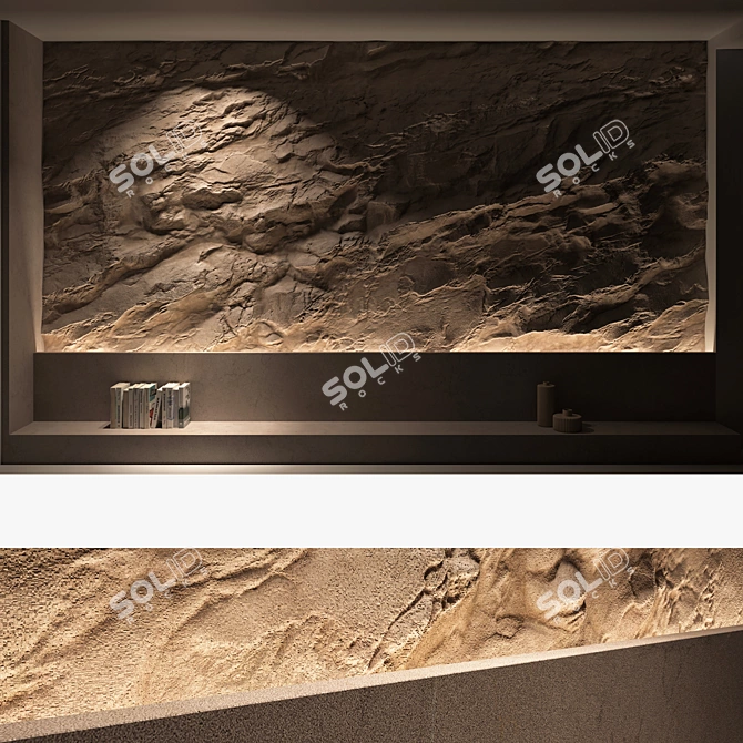 Title: Decorative Stone & Wood Wall Panel Set 3D model image 2