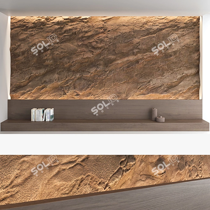 Title: Decorative Stone & Wood Wall Panel Set 3D model image 4