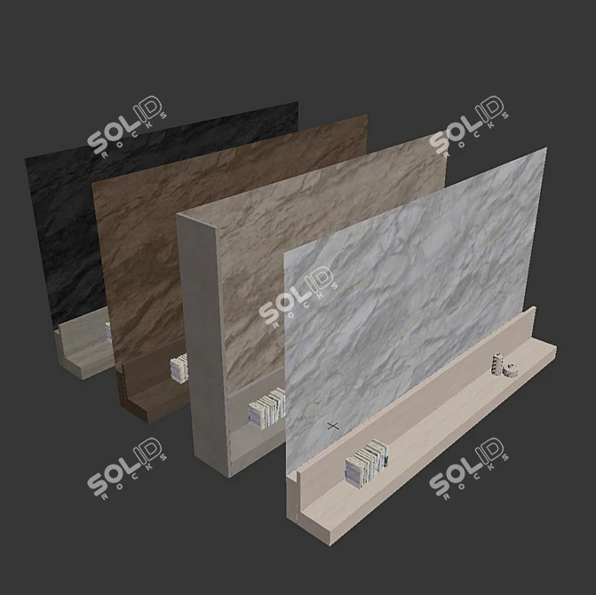 Title: Decorative Stone & Wood Wall Panel Set 3D model image 6