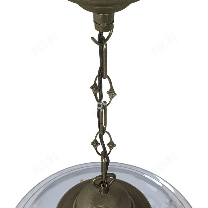 Vintage Brass and Smoked Glass Pendant 3D model image 3