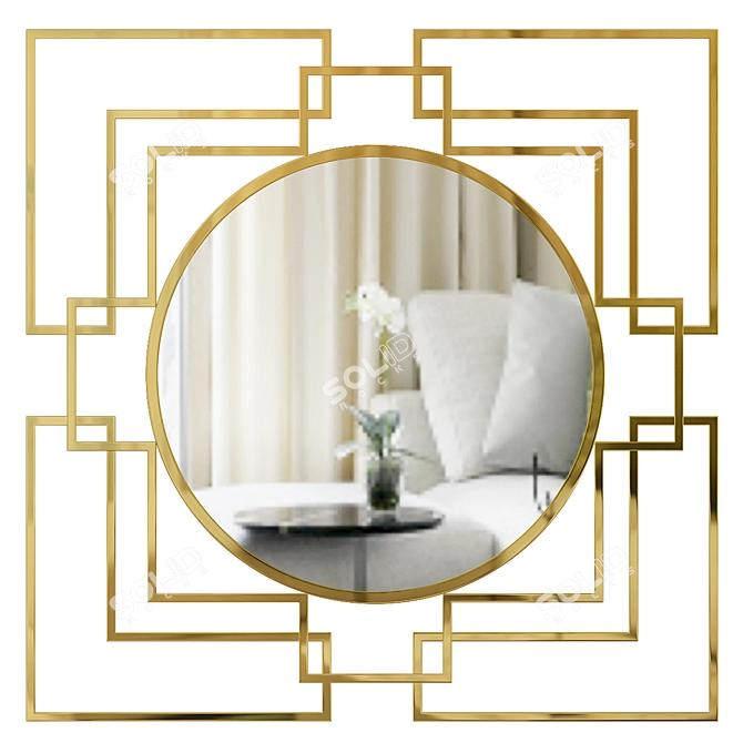 Luxury Gold Deco Mirror 3D model image 1