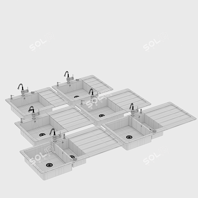 Lavello Double Bowl & Single Kitchen Sink 3D model image 13