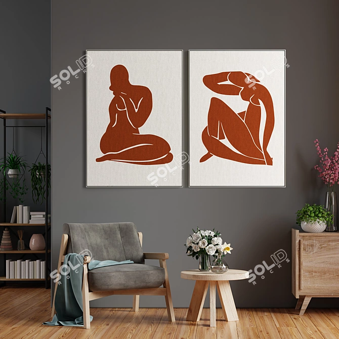 Elegant Frames Set | Interior Paintings 3D model image 4