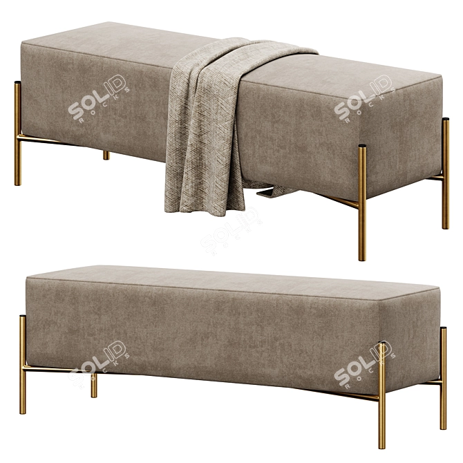 Ivor Upholstered Bench: Sophisticated and Stylish 3D model image 3