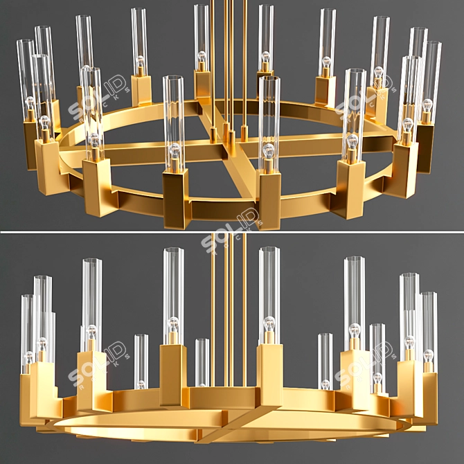 Golden Villa Pendant Chandelier 3D model image 7