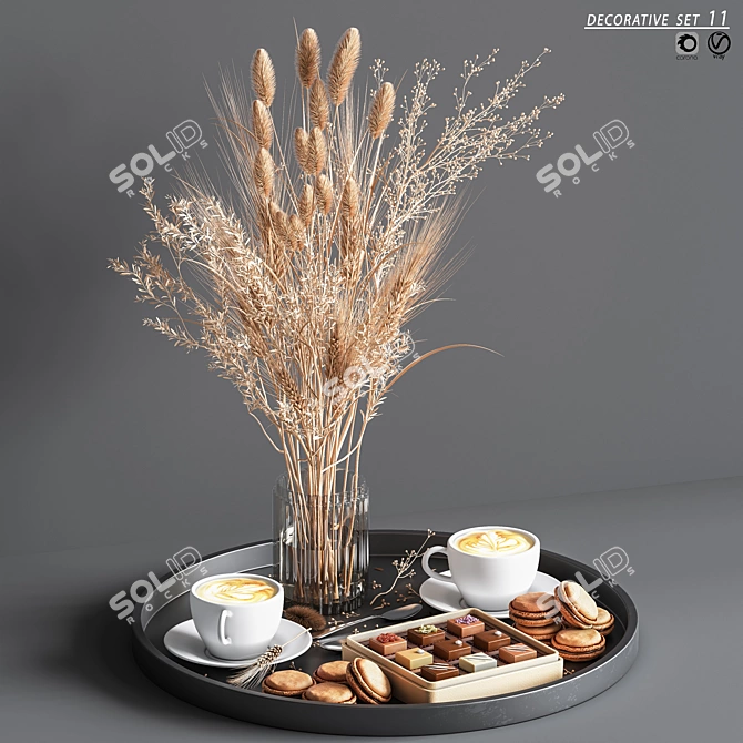 Elegant Decorative Set 3D model image 1