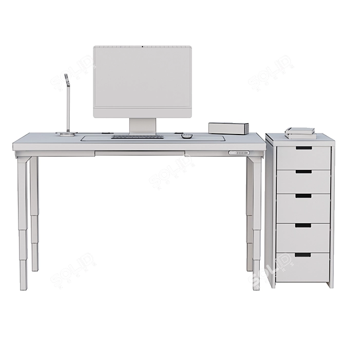 Sleek Office Desk Set 3D model image 4