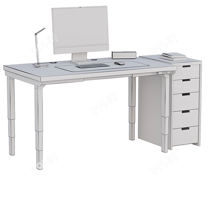 Sleek Office Desk Set 3D model image 5