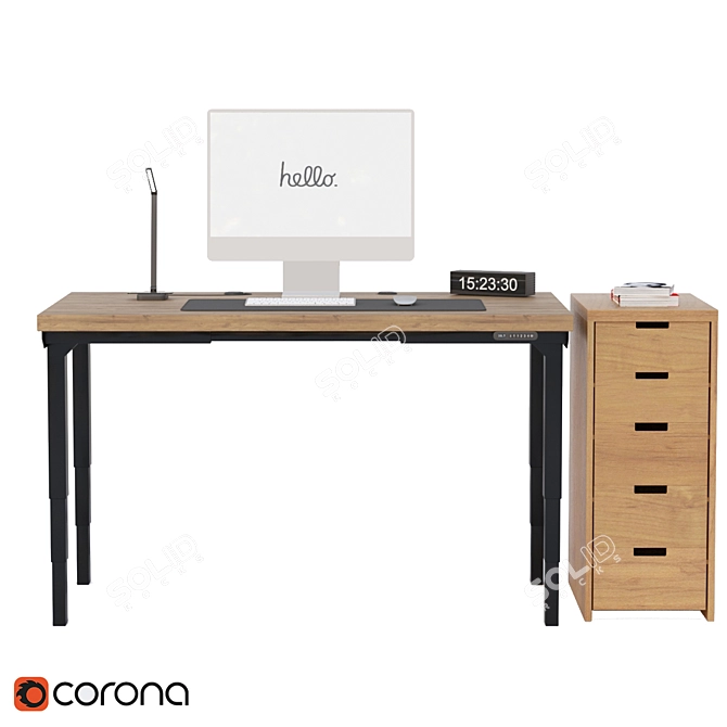Sleek Office Desk Set 3D model image 6