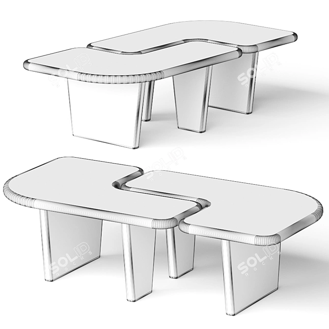 Delaney Bunching Coffee Table: Modern Elegance for Any Space 3D model image 2