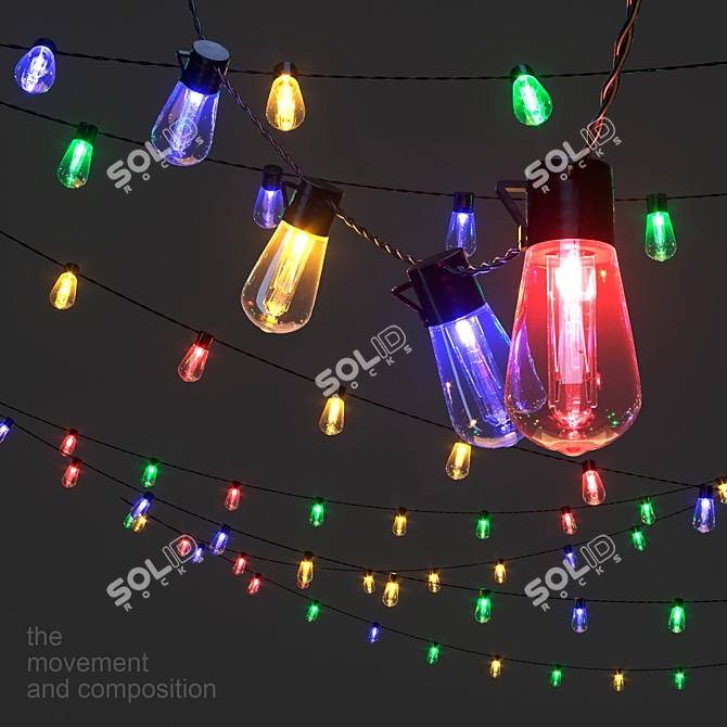 Editable LED Garland 3D model image 1