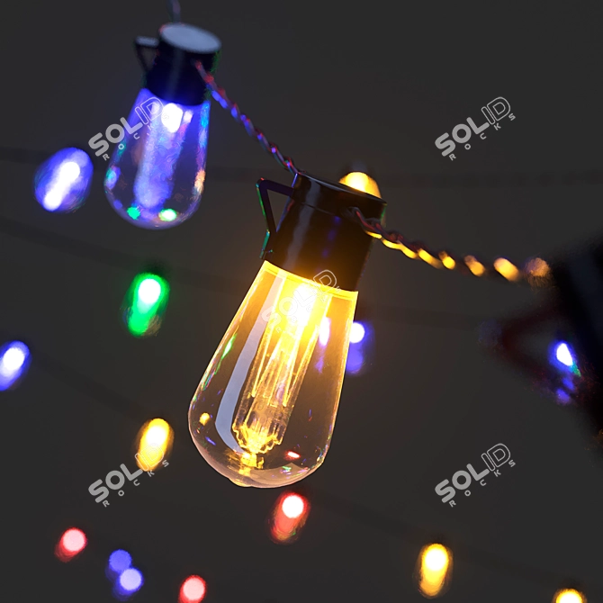 Editable LED Garland 3D model image 2