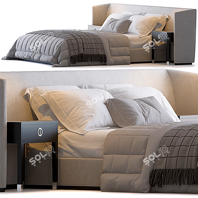 Alessa Fabric Shelter Bed: Extended Elegance 3D model image 1