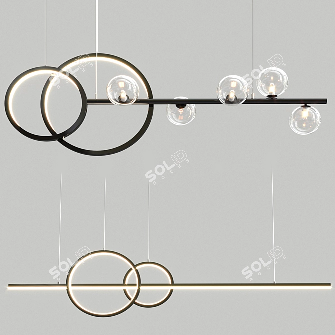 Metallic Circle Pendant Lamp 3D model image 2