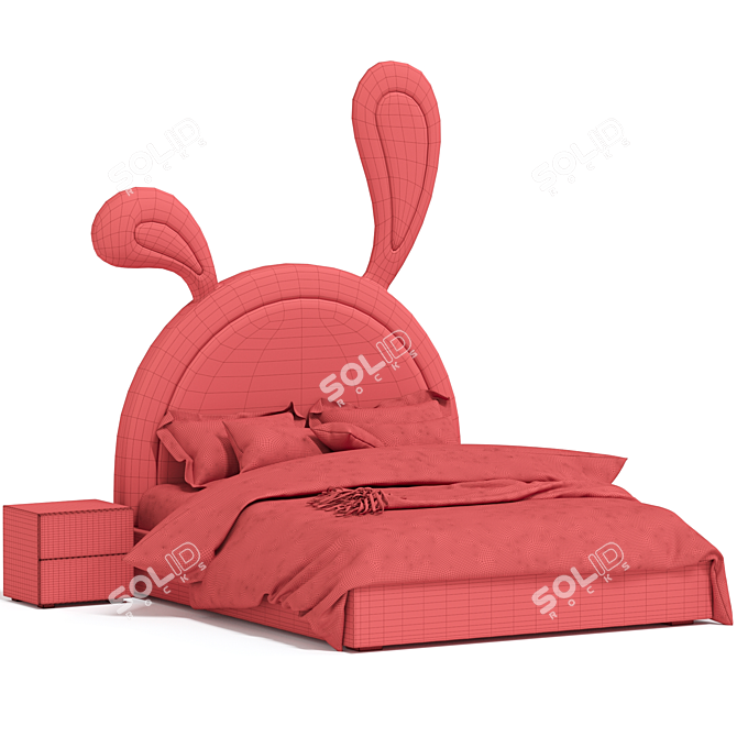 Cozy Bunny Retreat Bed 3D model image 5