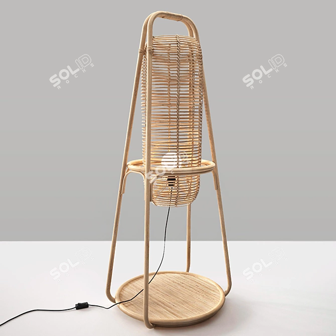 Nacelle Rattan Standing Lamp 3D model image 2
