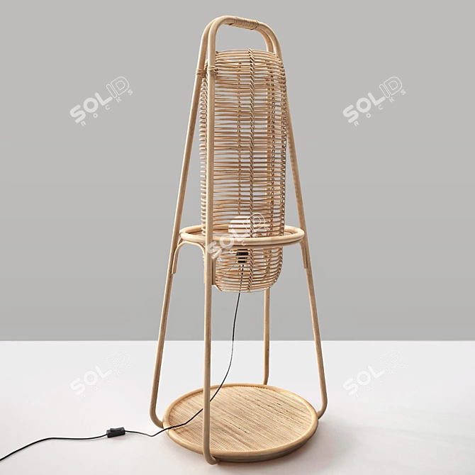 Nacelle Rattan Standing Lamp 3D model image 8