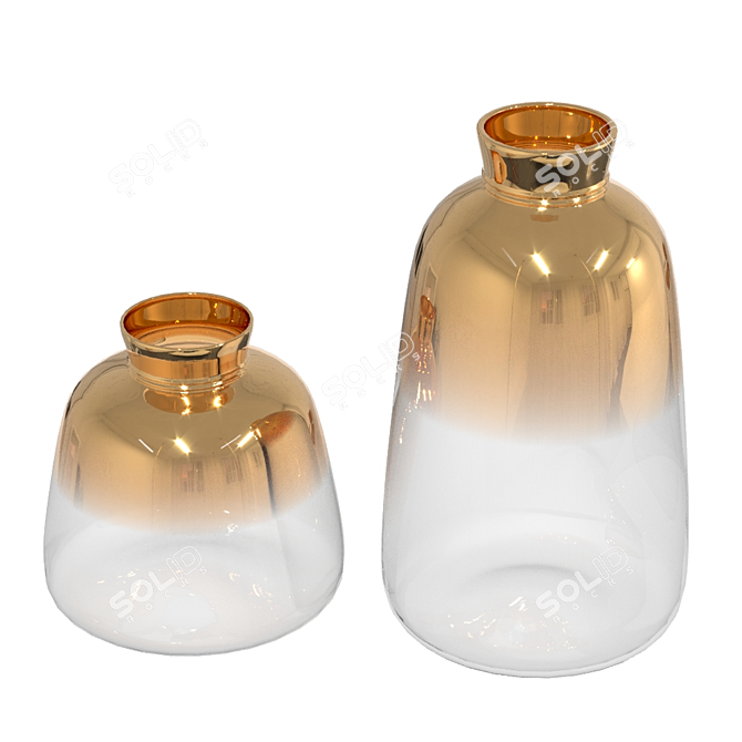 Gilded Gradient Vases 3D model image 4