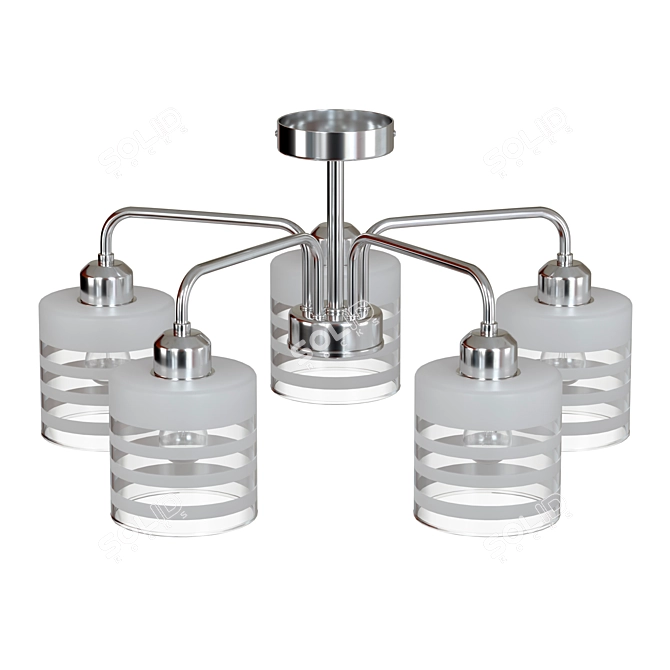 Sleek Chrome Ceiling Chandelier 3D model image 6