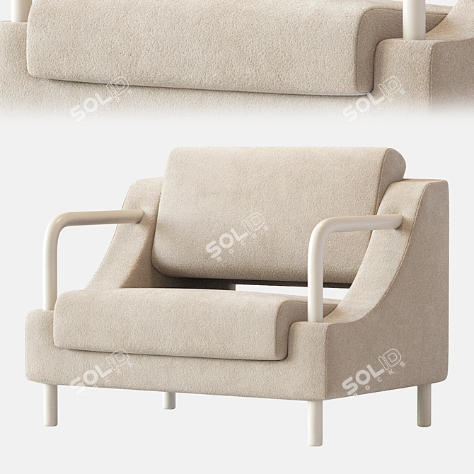 Cozy Boucle Armchair in Warm-White 3D model image 2