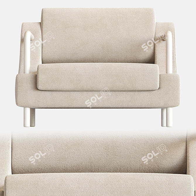 Cozy Boucle Armchair in Warm-White 3D model image 3