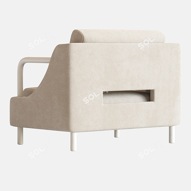 Cozy Boucle Armchair in Warm-White 3D model image 4