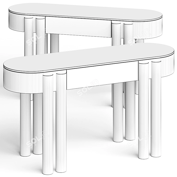 Oasis Oval Wood Console: Elegant & Functional 3D model image 2