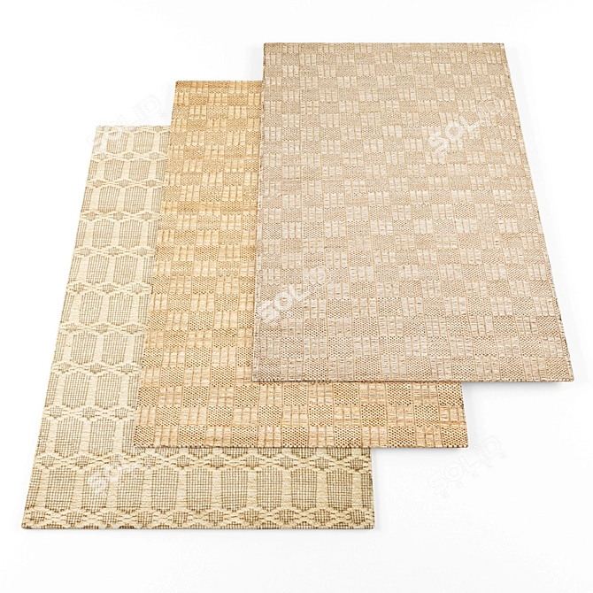  4-Piece Carpet Set with Textures - Random Assortment 3D model image 1