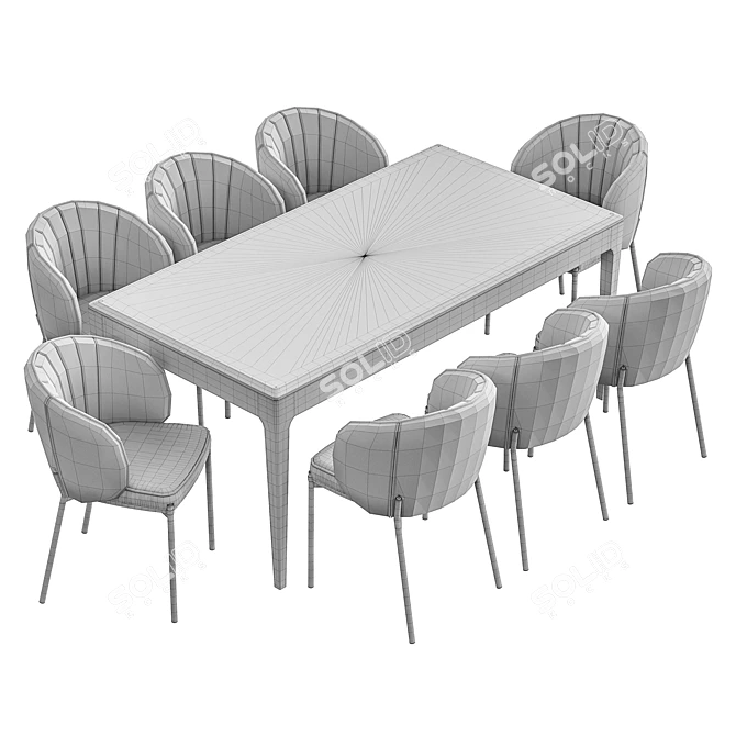 Modern Coral Dining Chair and Brooklyn Table Set 3D model image 7