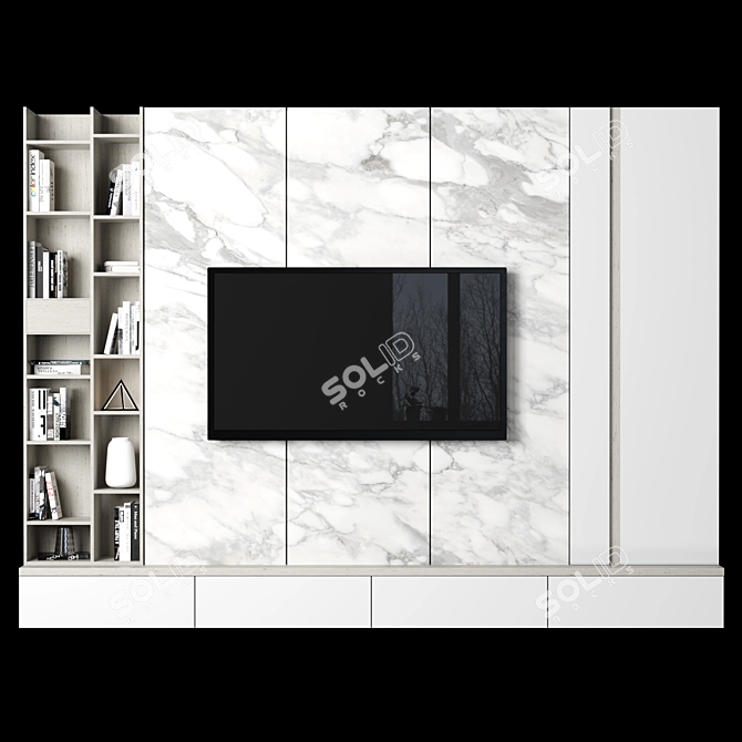 Versatile TV Wall with Customizable Modules 3D model image 1