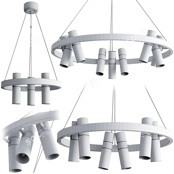 Sleek Spoor Pendant Light 3D model image 3