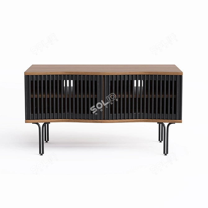 Walnut Wave TV Stand 3D model image 1