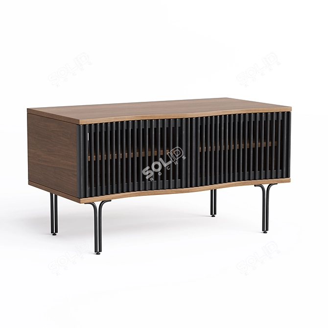 Walnut Wave TV Stand 3D model image 2