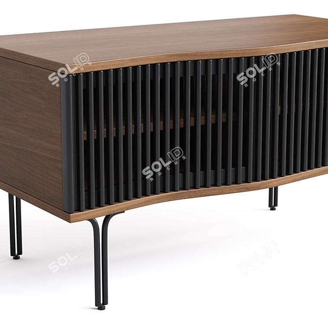 Walnut Wave TV Stand 3D model image 4