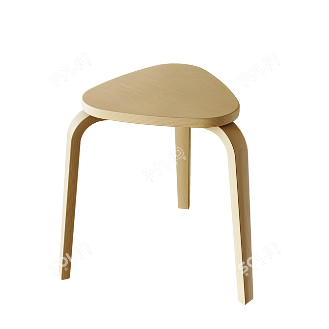 Minimalist Birch Stool: Ikea KYRRE 3D model image 1